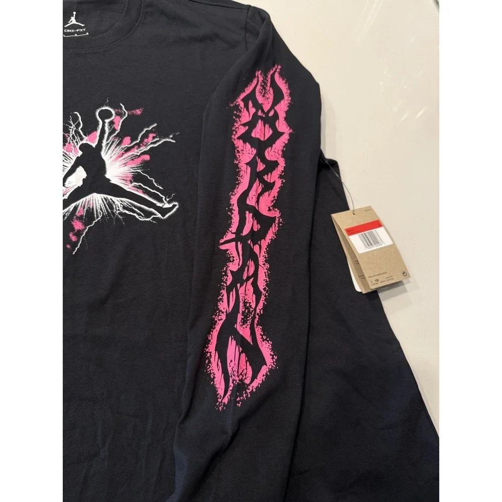 Jordan Dri-FIT Sport Long Sleeve Graphic T-Shirt FN5972-010 Black Mens Large NWT